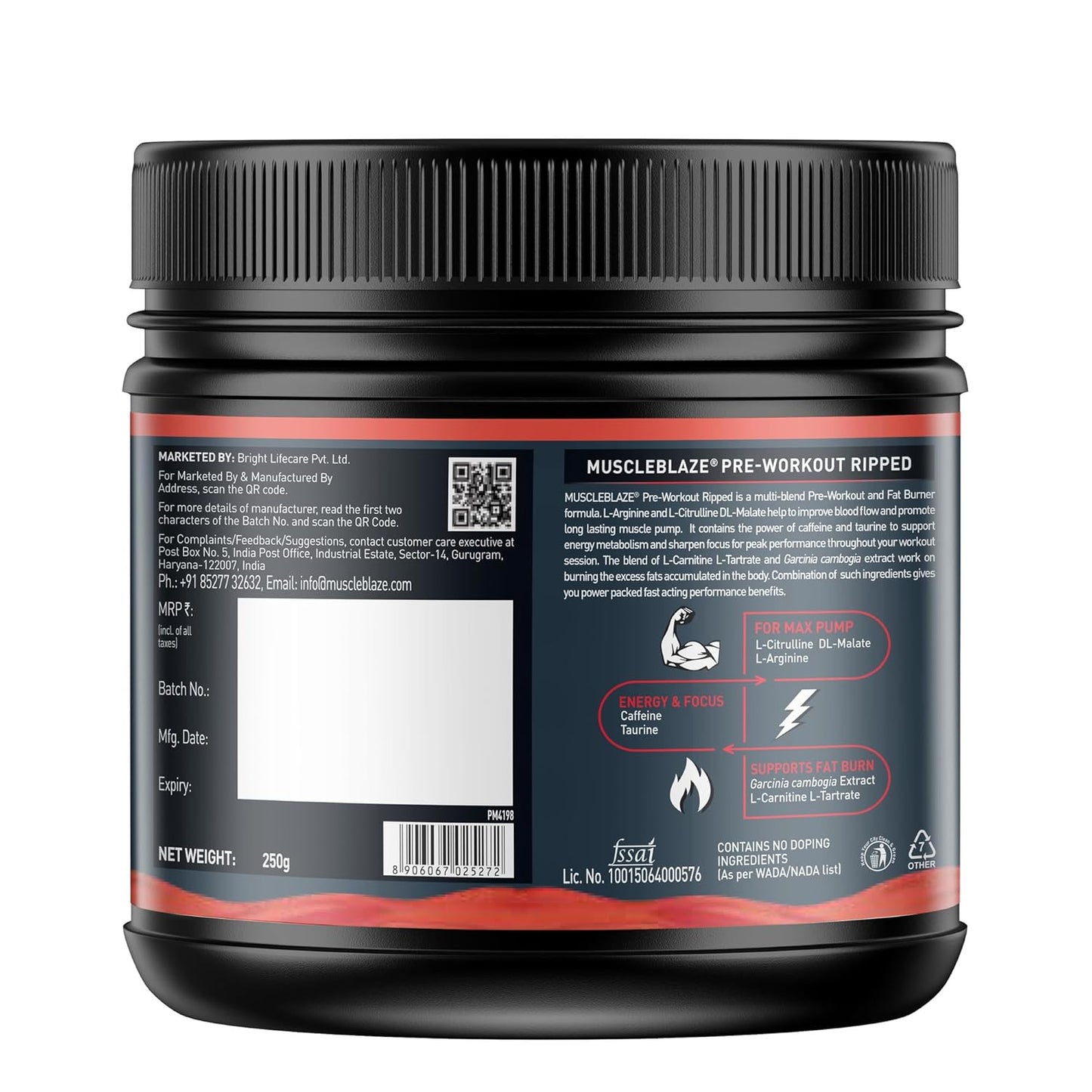 MuscleBlaze Pre Workout Ripped• 250 g