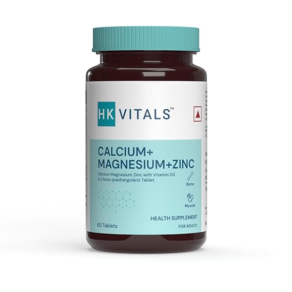 HealthKart HK vitals Calcium Magnesium & Zinc (60 Tablets) | With Vitamin D3, Calcium Supplement for Women and Men | For Bone Health & Joint Support