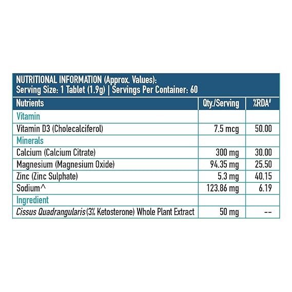 HealthKart HK vitals Calcium Magnesium & Zinc (60 Tablets) | With Vitamin D3, Calcium Supplement for Women and Men | For Bone Health & Joint Support