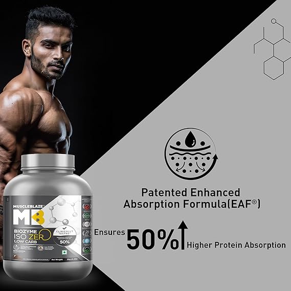 MuscleBlaze Biozyme Iso-Zero, Low Carb Whey Protein Isolate, 27g Isolate Whey Per Scoop.