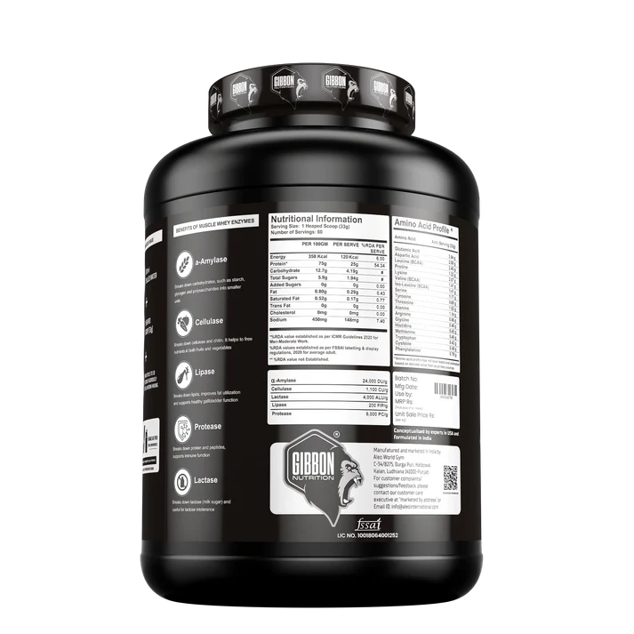 Gibbon Nutrition Muscle Whey 2kg, 60 Servings