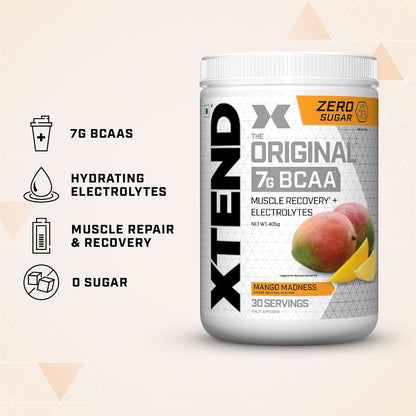 Scivation Xtend BCAAs Powder for Adults (Pre-Workout, 7g BCAAs, 0g Carbs,Sugar & Calories, 3.5 Leucine, 2.5g L-Glutamine, 1g Citrulline Malate) - 420gm, 30 Servings