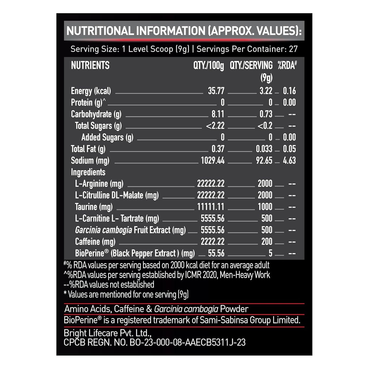 MuscleBlaze Pre Workout Ripped• 250 g