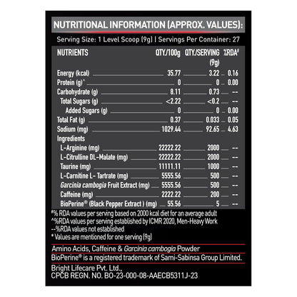 MuscleBlaze Pre Workout Ripped• 250 g