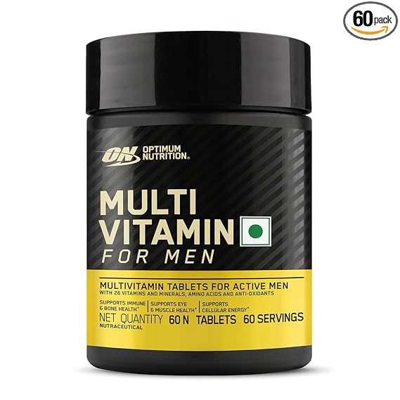 Optimum Nutrition (ON) Multivitamin for MEN– 60 Tablets, 26 Vitamins & Minerals, Amino Acids & Anti-Oxidants (Green Tea Extract, Beta Carotene, Lutein, Lycopene).