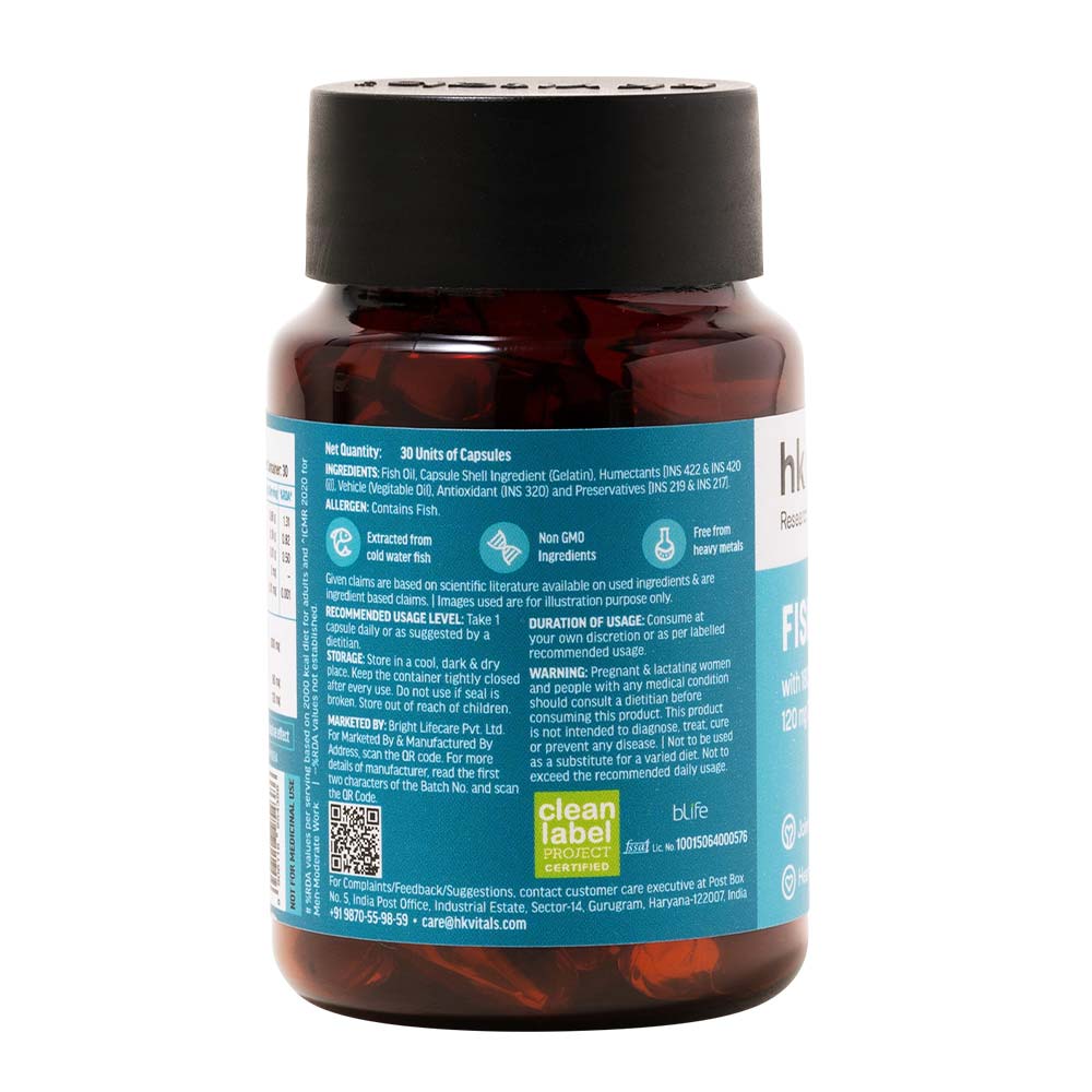 HealthKart HK Vitals Fish Oil 1000mg with 180mg EPA and 120mg DHA