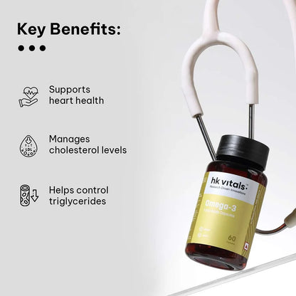HealthKart HK Vitals Omega 3 1000mg with 180mg EPA and 120mg DHA, 60 capsules
