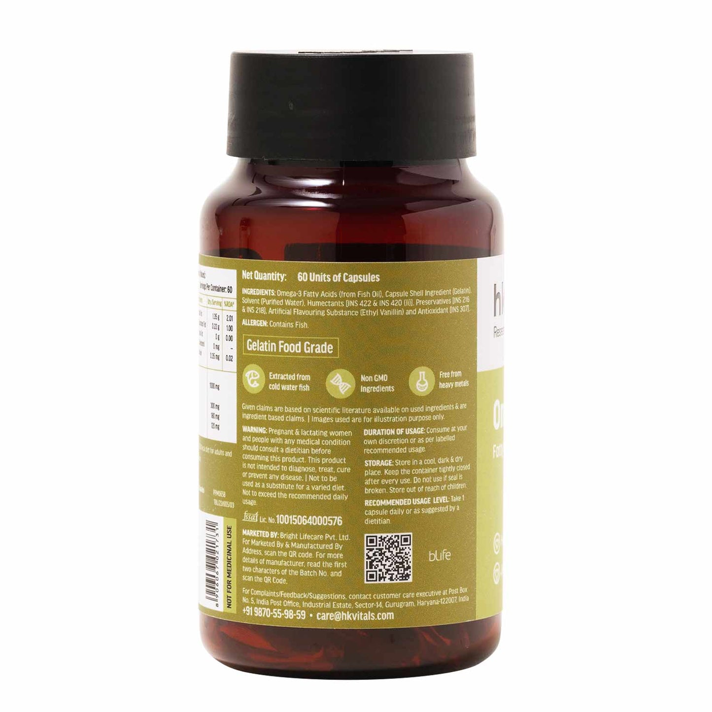HealthKart HK Vitals Omega 3 1000mg with 180mg EPA and 120mg DHA, 60 capsules