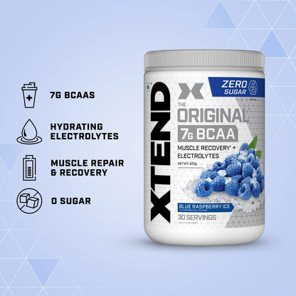 Scivation Xtend BCAAs Powder for Adults (Pre-Workout, 7g BCAAs, 0g Carbs,Sugar & Calories, 3.5 Leucine, 2.5g L-Glutamine, 1g Citrulline Malate) - 420gm, 30 Servings