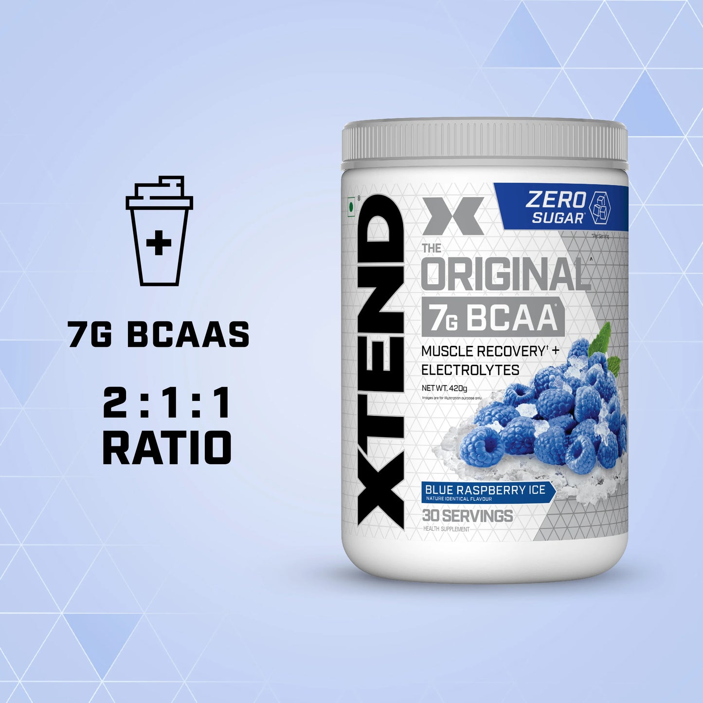 Scivation Xtend BCAAs Powder for Adults (Pre-Workout, 7g BCAAs, 0g Carbs,Sugar & Calories, 3.5 Leucine, 2.5g L-Glutamine, 1g Citrulline Malate) - 420gm, 30 Servings
