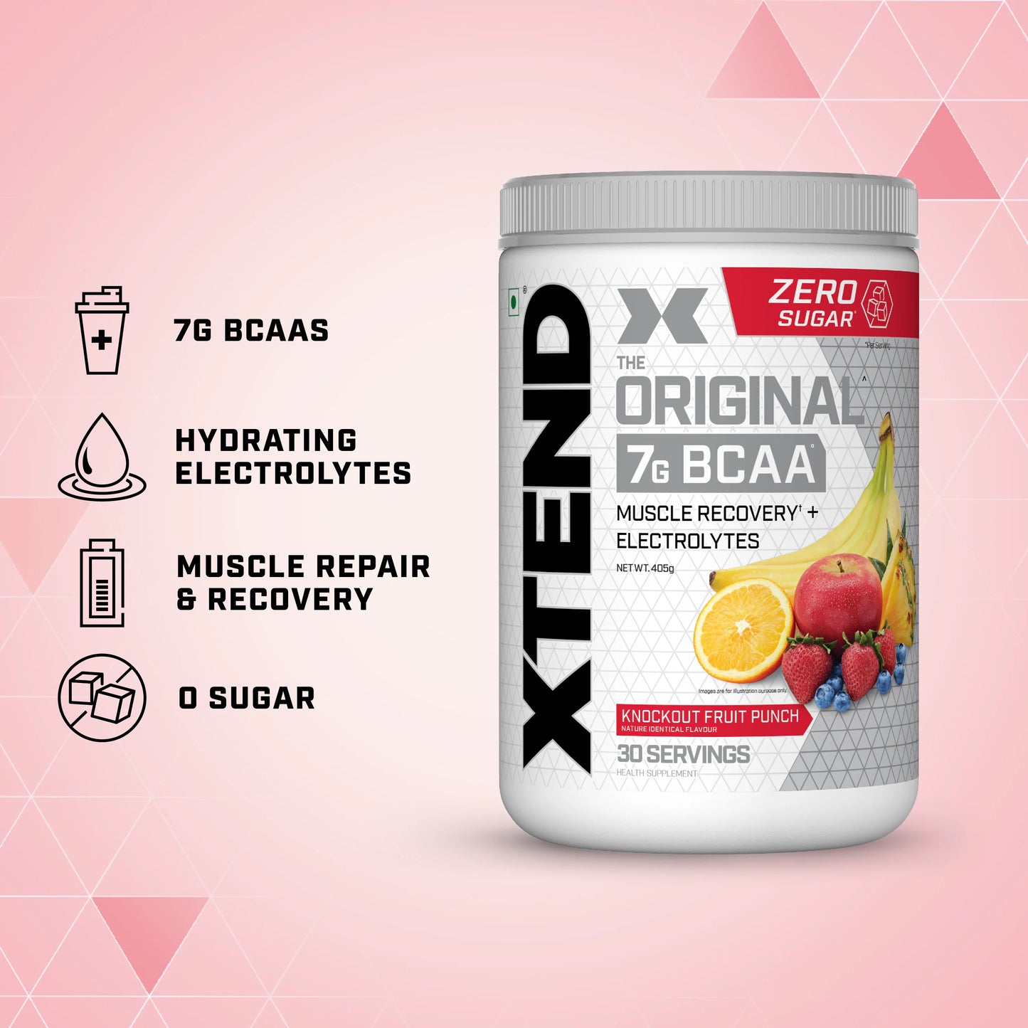 Scivation Xtend BCAAs Powder for Adults (Pre-Workout, 7g BCAAs, 0g Carbs,Sugar & Calories, 3.5 Leucine, 2.5g L-Glutamine, 1g Citrulline Malate) - 420gm, 30 Servings