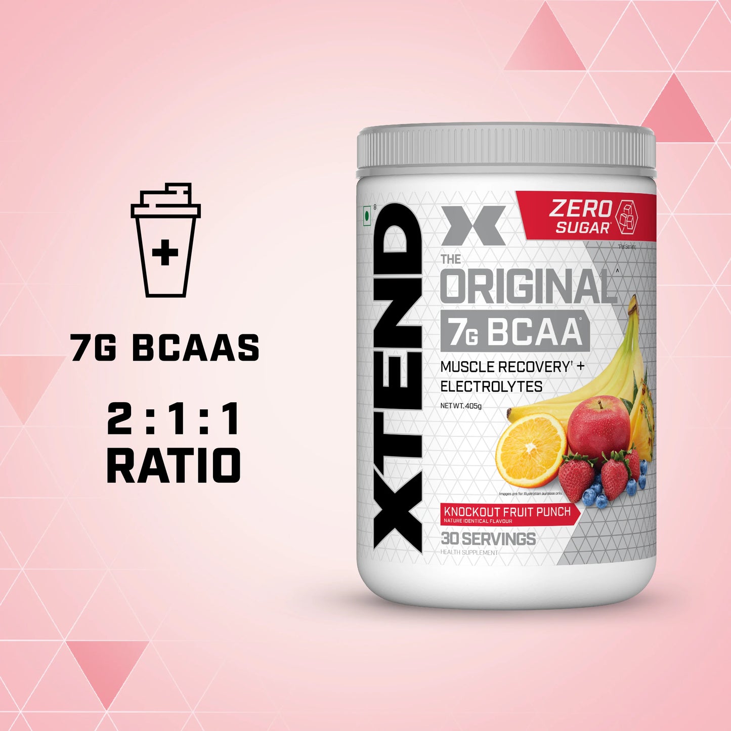 Scivation Xtend BCAAs Powder for Adults (Pre-Workout, 7g BCAAs, 0g Carbs,Sugar & Calories, 3.5 Leucine, 2.5g L-Glutamine, 1g Citrulline Malate) - 420gm, 30 Servings