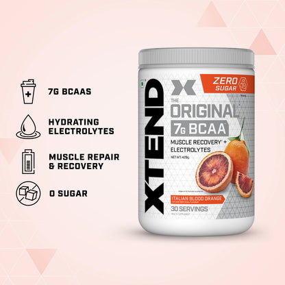 Scivation Xtend BCAAs Powder for Adults (Pre-Workout, 7g BCAAs, 0g Carbs,Sugar & Calories, 3.5 Leucine, 2.5g L-Glutamine, 1g Citrulline Malate) - 420gm, 30 Servings