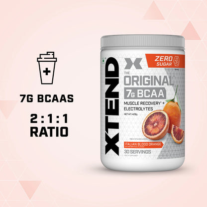 Scivation Xtend BCAAs Powder for Adults (Pre-Workout, 7g BCAAs, 0g Carbs,Sugar & Calories, 3.5 Leucine, 2.5g L-Glutamine, 1g Citrulline Malate) - 420gm, 30 Servings